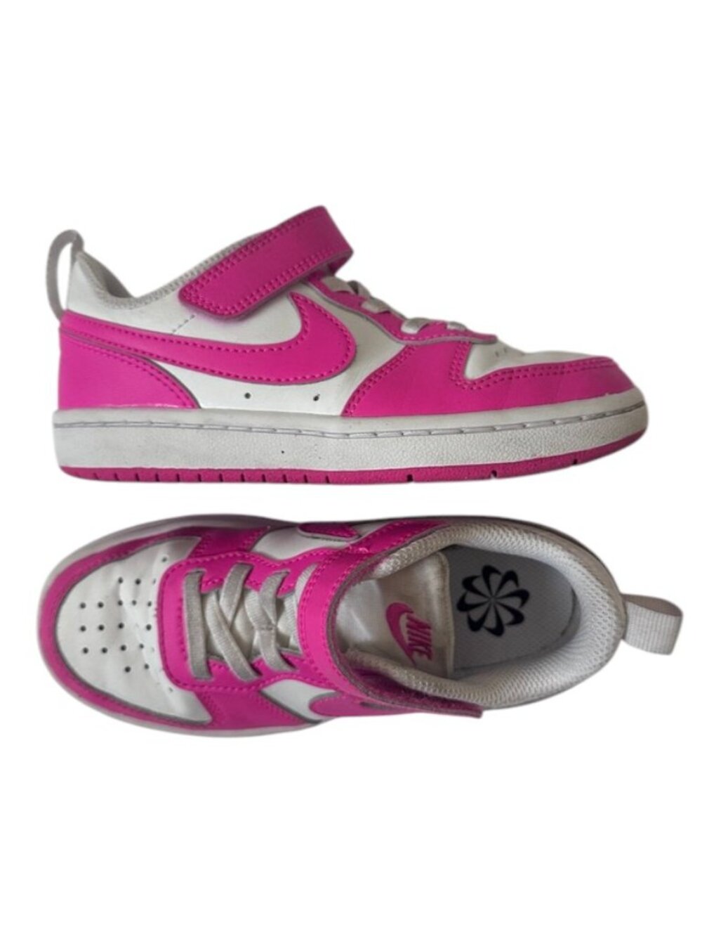 Nike Court Borough Low Sneakers Hot Pink White Girls Size 11C - Picture 3 of 5
